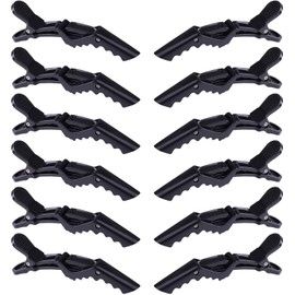 CJESLNA Styling Hair Clips, 12 Pieces, Duck Bill Clips for Sectioning, Professional, Durable, Non-Slip Grips, Wide Teeth (BLACK)