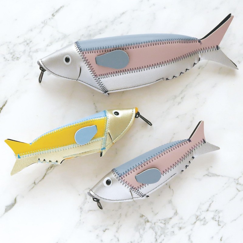 Elcommune Pouch Mini Fish Case Silver & Smoke FC-36