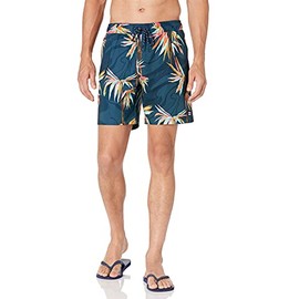 BILLABONG Men's Standard Elastic Waist Stretch Sundays Layback Boardshort Swim Short Trunk, 17 Inch Outseam, Navy Tropical, Large