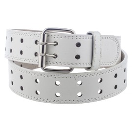JOTW Unisex Faux Leather Two-Hole Belt - Black or Brown, Up to 7XL Available (BN9041) (White, 3XL)