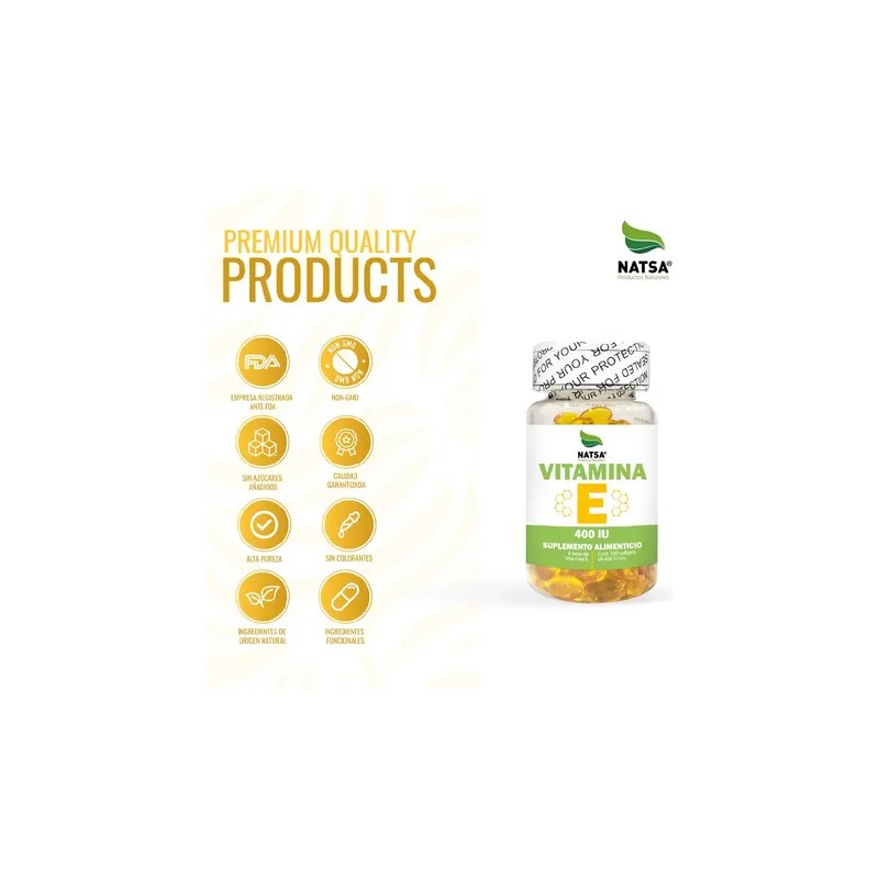 Vitamina E 400 Iu, 100 Cápsulas, Calidad Premium