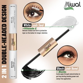 Liwal Lash Bond and Seal with Lash Remover 3 in 1 Kit Waterproof, Long Lasting Eyelash Glue with Biotin and Vitamin E Suitable for Cluster, Strip and Individual Lashes