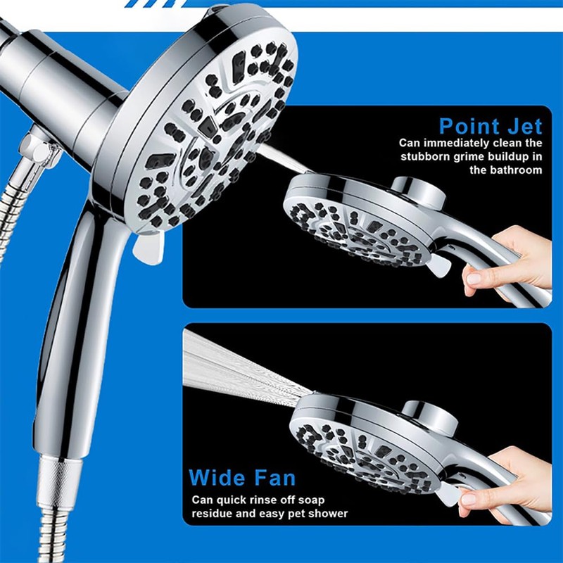 EJG High Pressure Handheld Shower Head with Hose and Adjustable
