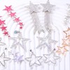 Rhinestone Big Star Dangle Earrings for Women, Long Tassel Stars