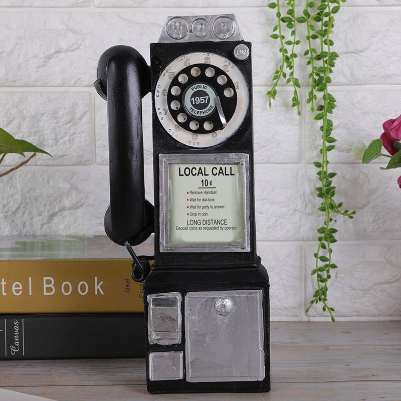 Retro European Style Telephone Model Decor Home Resin Craft Window