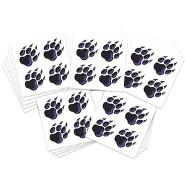 Sports Spirit Temporary Tattoos / 100 Mini Team & School Spirit Designs/Skin Safe/Removable (Purple Wolf Paw)