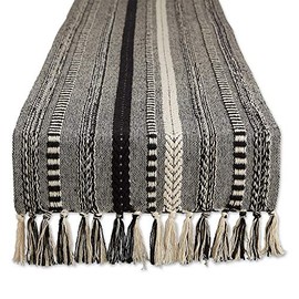 DII Farmhouse Braided Stripe Table Runner Collection, 15x72, Black