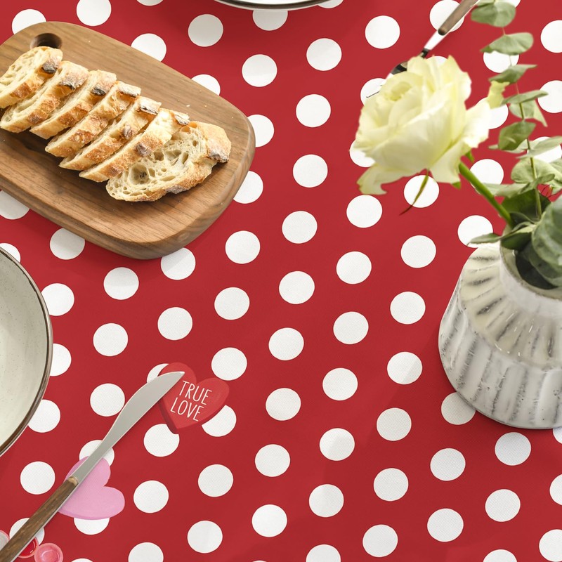 Horaldaily Valentine Tablecloth 60×104 Inch Rectangular, Candy Love Hearts Dots