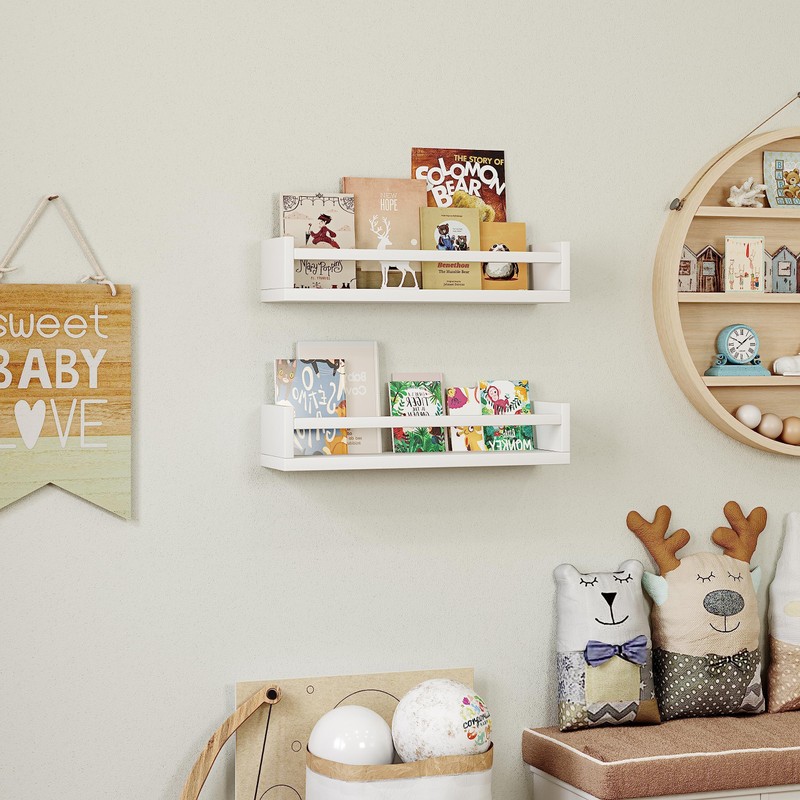 Onlysky Set of 4 Wall-Mounted Kid's Bookshelf - White Floating