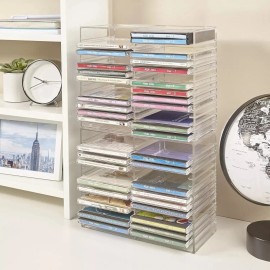 Unbranded Stackable Clear Plastic CD Organizer with Rubber Feet | Rectangular Jewel