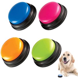 4 Packs Voice Recording Button Recordable Dog Talking Buttons Set for Communication Dog Voice Command Buttons 30 Second Record and Playback Talking Buttons for Cats Pet Training Buzzer