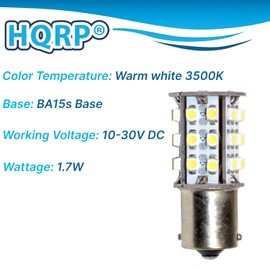 HQRP 10-Pack BA15s Bayonet Base 30 LEDs SMD 3528 LED Bulb Warm White Compatible with #1141#1156 Lance Travel Trailer Interior Light Replacement