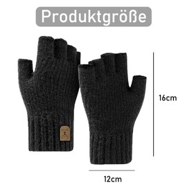 CPRNQY 2 Pairs of Men's Fingerless Gloves, Fingerless Gloves, Winter Knit Touchscreen Warm Stretchy Half Finger Fingerless for Men Work Cycling Camping Hiking Running Driving