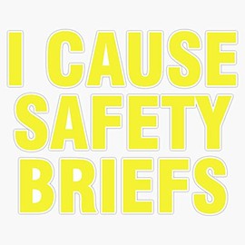 I Cause Safety Briefs Window Bumper Sticker Decal 5"