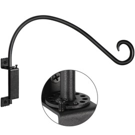 YELOKIE 16 Inch Outdoor Hanging Brackets - 360° Swivel Plant Hanger with 12-Directional Adjustable Hook, Rust Resistant Solid Steel Wall Mount for Bird Feeders, Indoor/Outdoor Plants, Garden & Patio