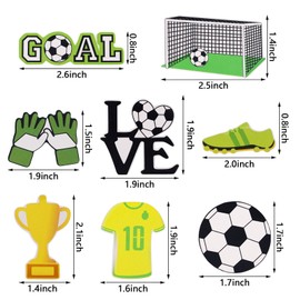 Lukinuo - Decoración para tartas de fútbol, 18 piezas, decoración de tartas, pelota de fútbol, portería, magdalenas, figura de jugador de fútbol para hombres, niños, fútbol, deportes, fiestas,