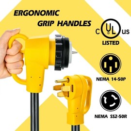 Lalarodia 50 Amp 20FT Generator Cord and Power Inlet Box Combo Kit NEMA 14-50P Male to SS2-50R Twist Locking with Inlet Box for Generator and RV Camper to House Shore Power Connector