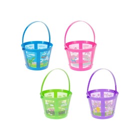 Easter Mesh Panel Baskets – Perfect for Egg Hunts & Festive Fun & Functional Storage 7x7x5 in Assorted Colors Purple Green Pink Blue Set of 4
