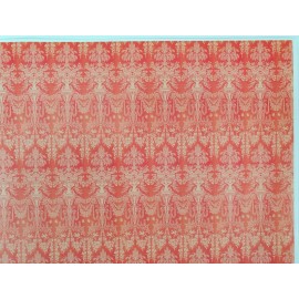 World & Model Dollhouse Wallpaper Pink Salmon Victorian 1:12 Scale World Model Floral Ivy