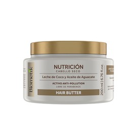 Biometik Nutrición, Crema para Cabello Seco y Opaco (Hair Butter), Mayor Elasticidad y Brillo Intenso, con Leche de Coco y Aceite de Aguacate, 200 ml