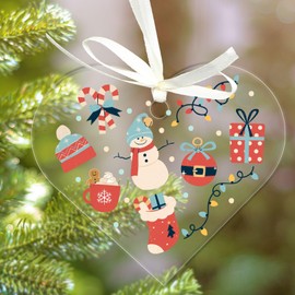 Uniqicon 25Pcs 3mm Clear Acrylic Heart Ornaments, Acrylic Flat Baubles For Craft, DIY Hanging Heart Shape Christmas Baubles, Blank Heart Acrylic Decorations For Xmas, Party