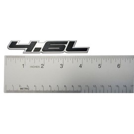 ERPART 4.6L Liter Embossed Black on Highly Polished Silver Real Aluminum Auto Emblem Badge Nameplate Compatible with Ford Lincoln