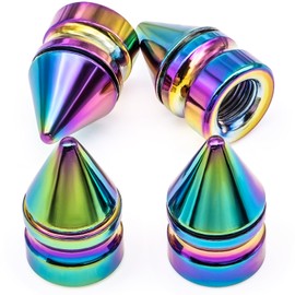 MEAJOO 4PCS Colorful Spike Style Tire Valve Stem Caps, Aluminum Alloy Wheel Tire Valve Stem, Universal Dustproof Tire Valve Stem Covers for Cars, SUV, Trucks, Motorcycles, Bicycles