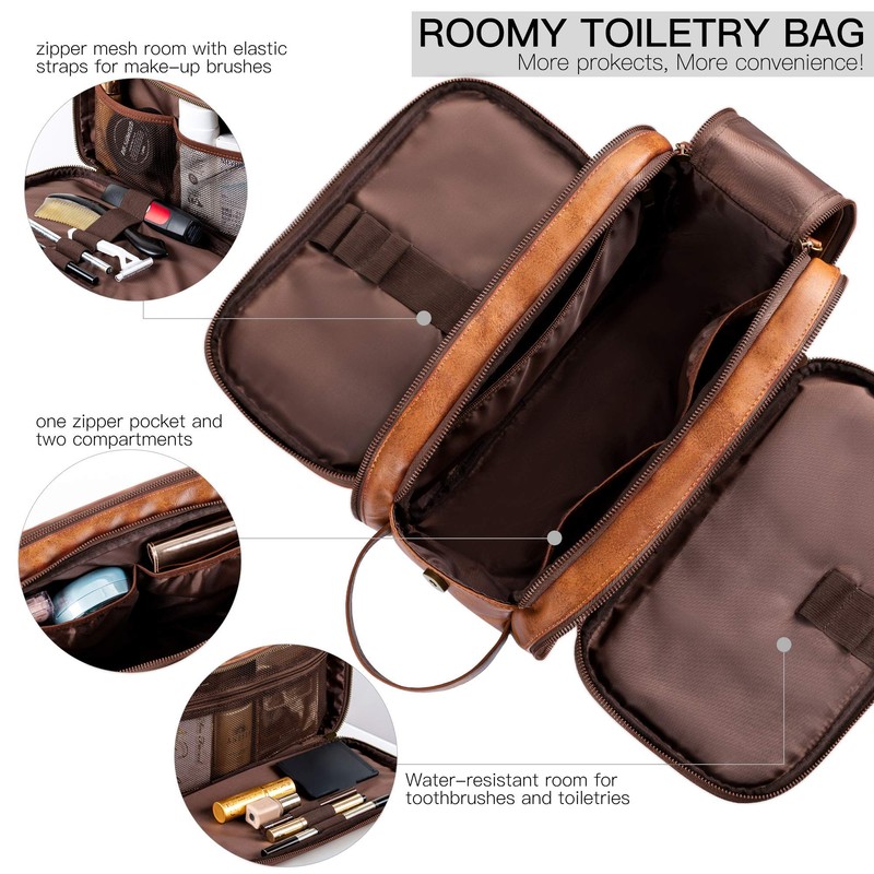 Elviros Toiletry Bag for Men, Large Travel Shaving Dopp Kit