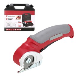 Cordless Rotary Cutter, Electric Cardboard Cutter, Handheld Leather Vinyl Plastic Fabric Cutter, Power Carpet Cutter Tool with Stainless Steel Blade, Safety Locking Button, Carry Case
