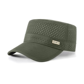 YAMEE Military Cap Men's Summer Hat Mesh Lightweight Breathable Army Cap Men Quick-Drying Baseball Cap Men for Outdoor Sports Hiking, Army Green, Unit size