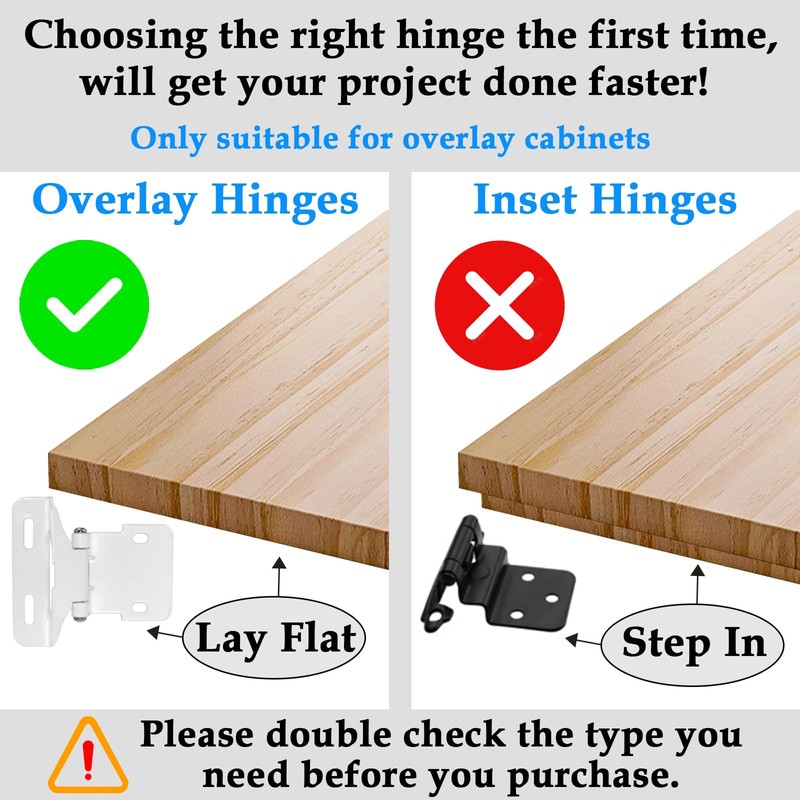 SDTC Tech 4-Pack Overlay Cabinet Door Hinges Self Closing Semi