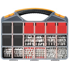 DTLDZSC 180Pcs AWG2 4 6 8 10 12 Thickened Tinned Copper Electric Wire Lugs，Heavy Duty Battery Cable Lug Ends Ring Terminal Connectors，240Pcs 3:1 Heat Shrink Tubing Assortment Kit (420Pcs)