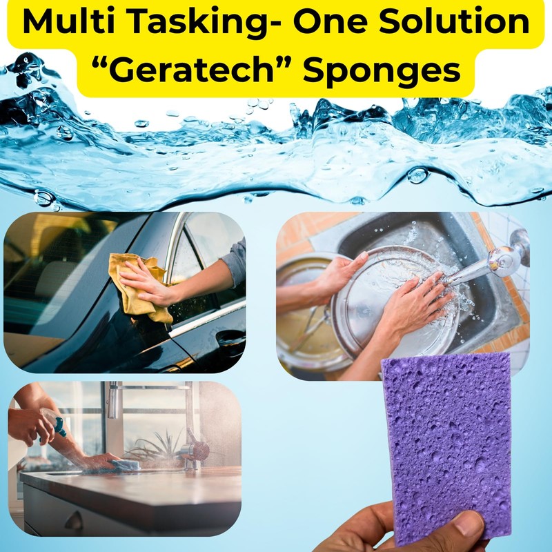 Glowvision Trade Expandable Cellulose Sponges, Heavy‑Duty Flat‑to‑Big Kitchen Scrubbers (5‑Pack)