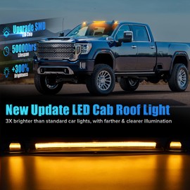 LUDARM LED Cab Roof Light Compatible with Silverado Sierra 2500HD 3500HD 2020-2025 Pickup Truck Cab Clearance lights 3PCS Amber Light Clear Lens