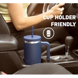 Hydrapeak Voyager 40 Oz Stainless Steel Tumbler with Handle, Insulated Water Bottle With Straw & Lid, Cupholder Friendly Reusable Travel Mug (Gingerbread)