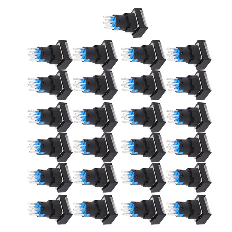 25 Pcs Industrial Push Button Switch Self Locking Push Button