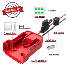 Azocek Azocek 2 Packs Power Wheel Adapter Compatible with Milwaukee 18V Battery Adapter Power Wheel Battery Converter Kit with Fuse & Switch & Wire Terminals & 12 AWG Wire for DIY RC Car Toys Robotics