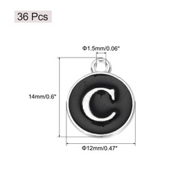 MECCANIXITY 36pcs Pendants Letter Charm Initial Charm Double Sided Enamel Alphabet C for DIY Necklace Bracelet Earrings Jewelry Making White & Black