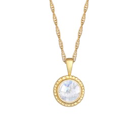 Women's Necklace Silver with Moonstone Pendant (9 mm), Twisted Chain with Gemstone Pendant Round Made of 925 Sterling Silver Gold-Plated, Chain Silver with Pendant for Women, Golden Chain in Boho
