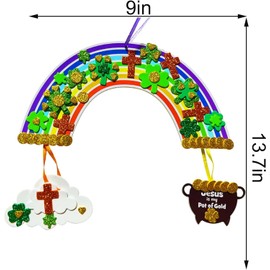 MLOLM 12 Sets St Patrick Day Rainbow Craft Kit Saint Patricks Religion Crafts DIY Shamrock Arts and Crafts Kits for Classroom Christian Activity Art Project