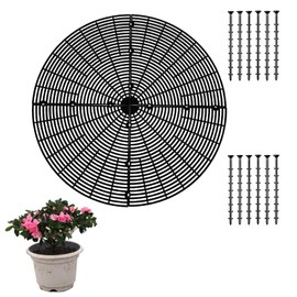 WBNYX 20.5 Inch Plant Pot Cover,Durable Cat & Dog Digging Stopper with Deep Stakes,Adjustable Soil Guard Grid for Indoor & Outdoor Flower Pots,Black Animal Protector