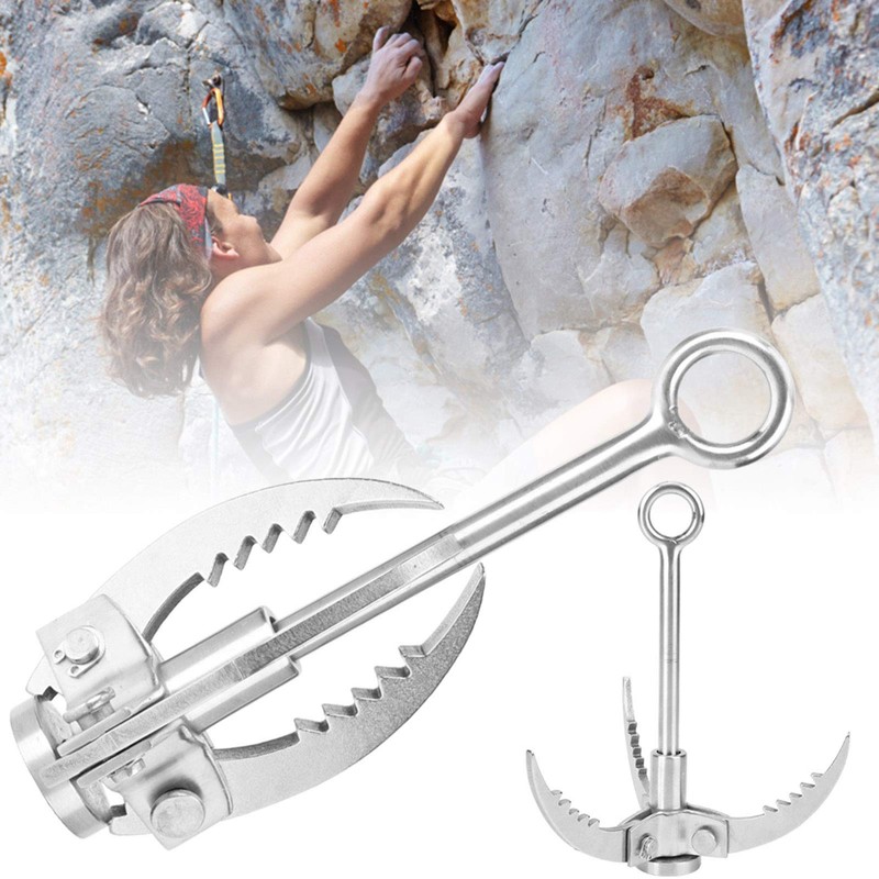 Stainless Steel Grappling Hook, with 3 Climbing Folding Sawtooth Claws