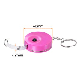 sourcing map Measuring Tape 1.5M/60-inch Retractable Tailors Tape Measure Pocket Size with Key Chain for Body, Fabric, Sewing and Crafts Measurements, Hot pink