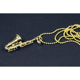 Miniblings Saxophone Chain Saxophone Necklace Saxophone Sax Gold-Plated 80 cm + Box - Handmade Fashion Jewellery - Ball Chain Gold-Plated, Metal