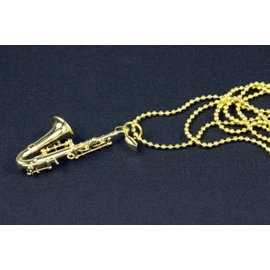 Miniblings Saxophone Chain Saxophone Necklace Saxophone Sax Gold-Plated 80 cm + Box - Handmade Fashion Jewellery - Ball Chain Gold-Plated, Metal
