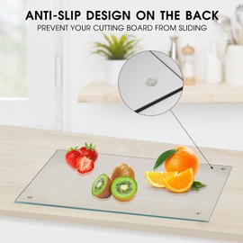 JAMBALAY 20"x16" Tempered Glass Cutting Board for Kitchen, Large Glass Cutting Board with Non-Slip Feet, Glass Chopping Board, Heat Resistant, Scratch Resistant, Dishwasher Safe