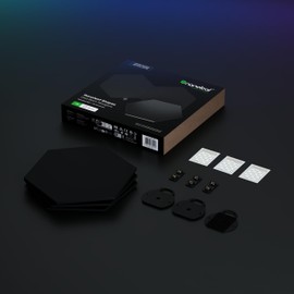 Nanoleaf Shapes WiFi and Thread Smart RGBW 16M+ Color LED Dimmable Gaming and Home Decor Wall Lights Expansion Pack (Black Hexagons (3 Pack))