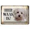 Niedliches Blechschild | Hier waak ik! | Hundemotiv | Außenbereich