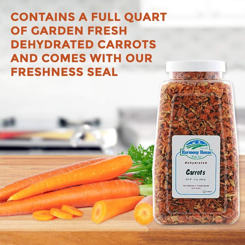Harmony House Foods Dehydrated Diced Carrots - Air Dried Vegetables