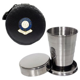 2oz Collapsible Drinking Cup with Leather Hartlepool United Football Club Case